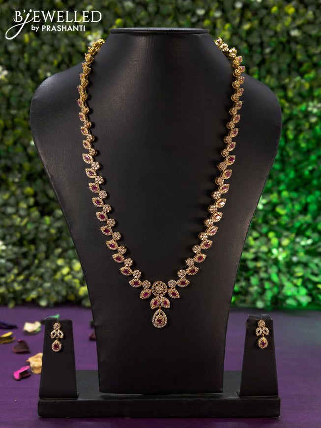 Antique haaram with pink kemp and cz stones