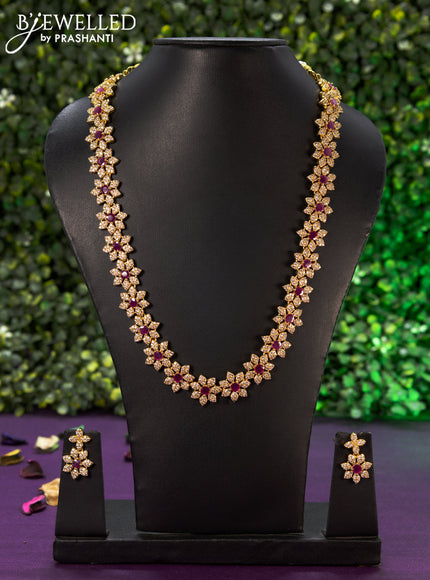 Antique haaram floral design with pink kemp and cz stones