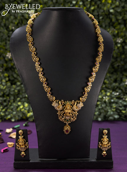 Antique haaram lakshmi design with kemp and cz stones