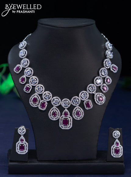 Zircon necklace with ruby and cz stones