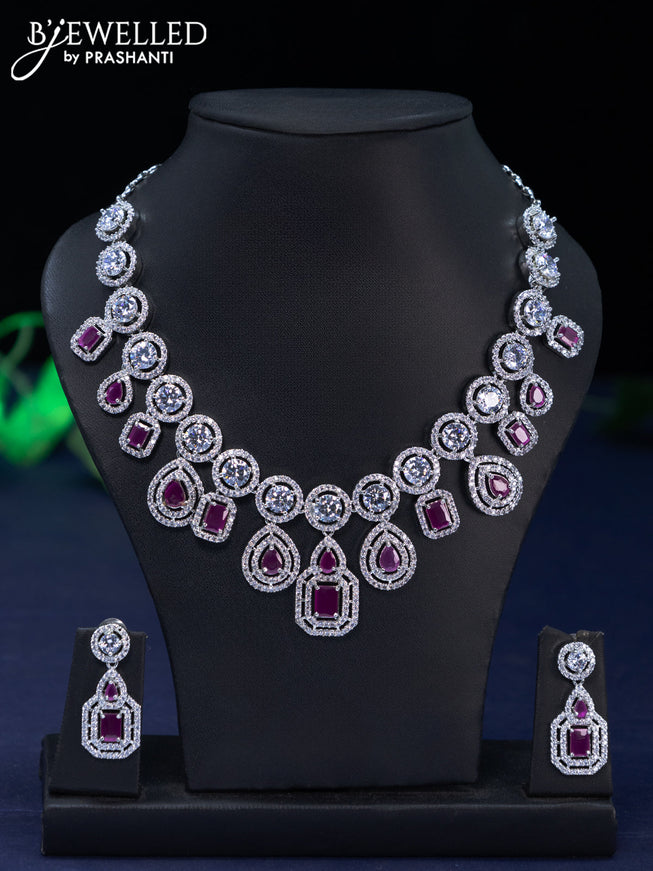 Zircon necklace with ruby and cz stones