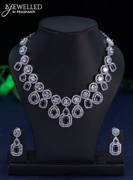 Zircon necklace with violet and cz stones