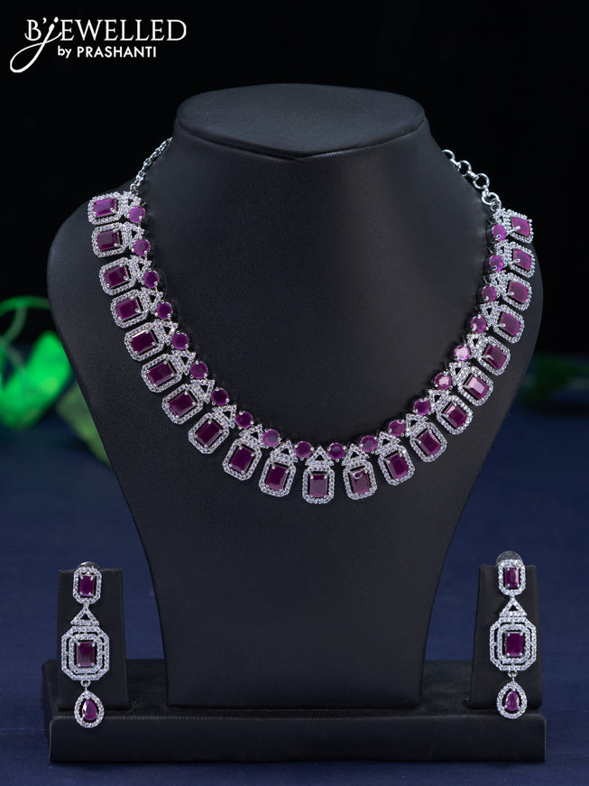 Zircon necklace with ruby and cz stones