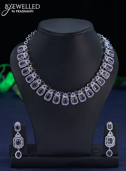 Zircon necklace with violet and cz stones