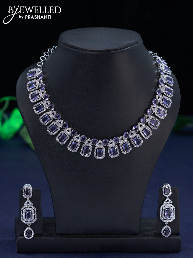 Zircon necklace with violet and cz stones