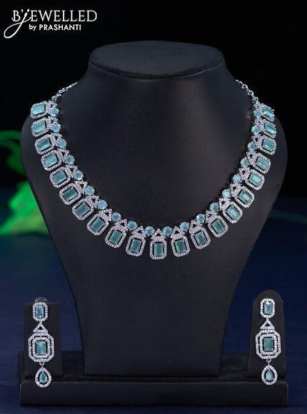 Zircon necklace with mint green and cz stones