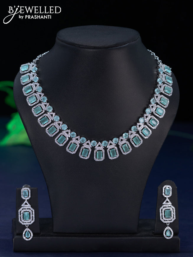 Zircon necklace with mint green and cz stones