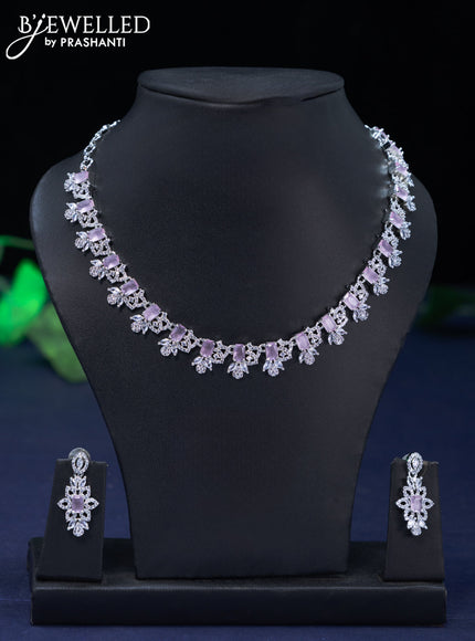 Zircon necklace with baby pink and cz stones