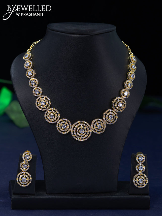 Zircon necklace with cz stones in gold finish