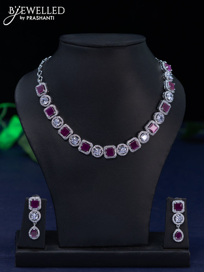 Zircon necklace with ruby and cz stones