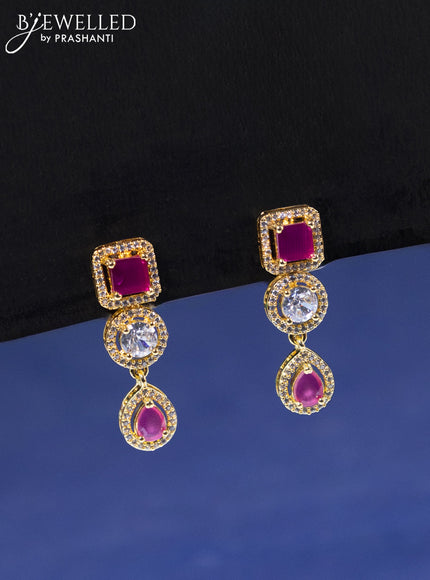 Zircon necklace with ruby and cz stones in gold finish