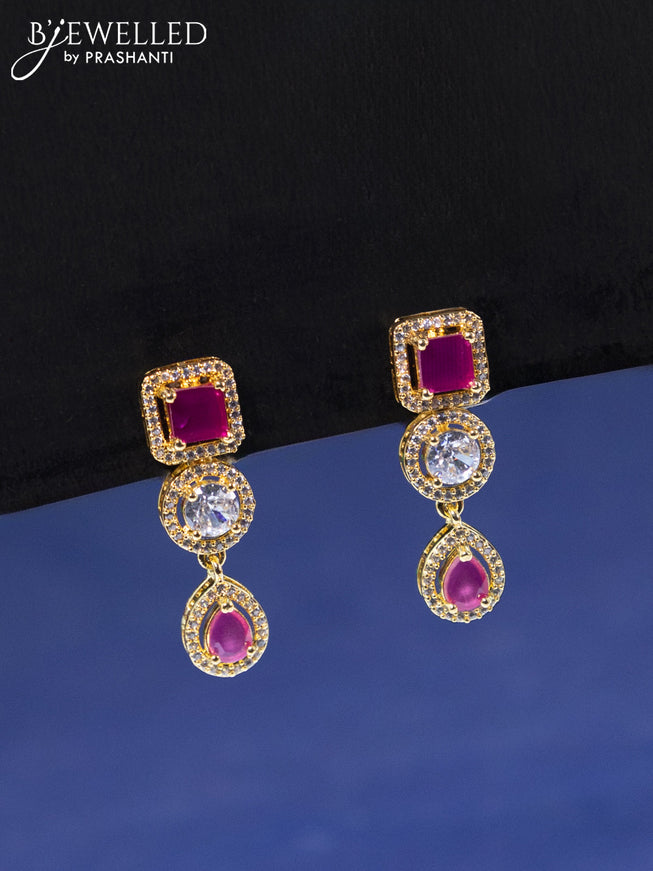 Zircon necklace with ruby and cz stones in gold finish