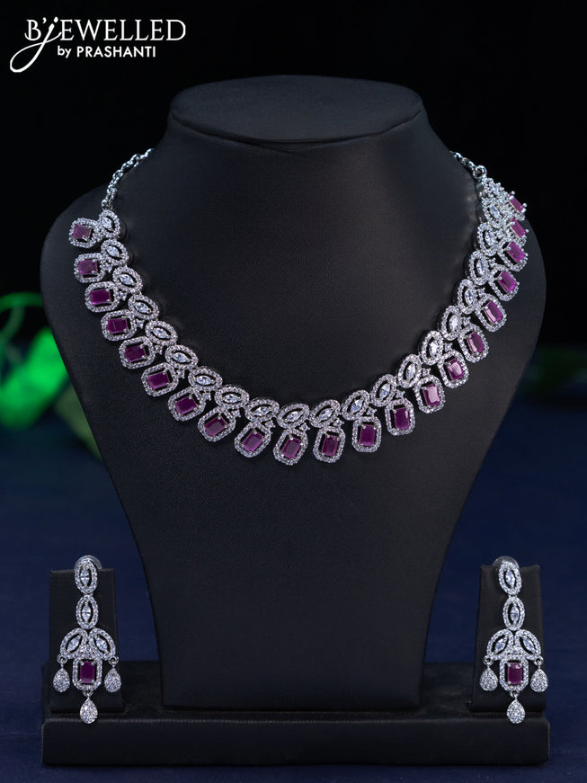 Zircon necklace with ruby and cz stones