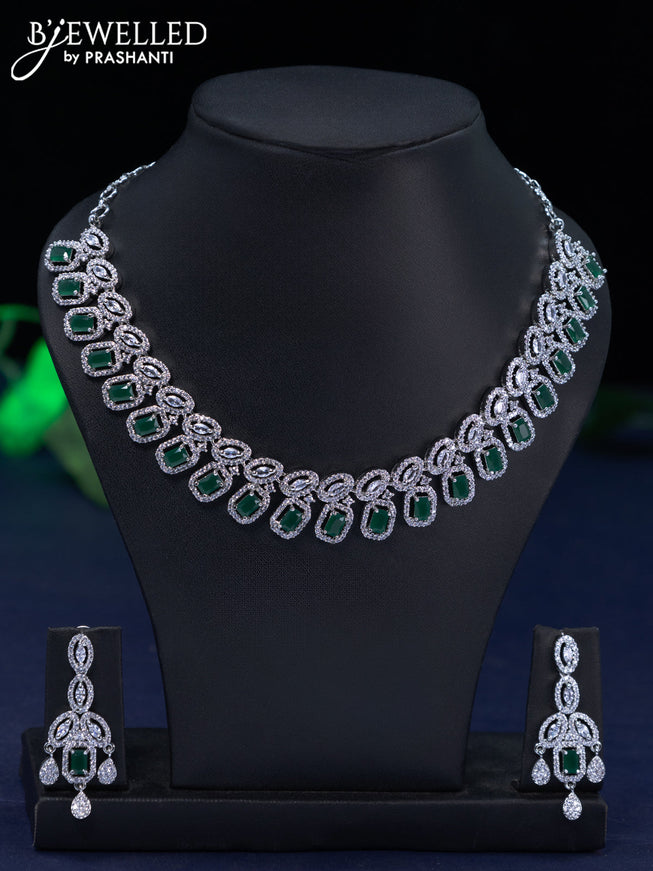 Zircon necklace with emerald and cz stones