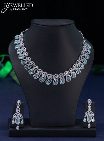 Zircon necklace with mint green and cz stones