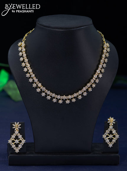 Zircon necklace with cz stones in gold finish