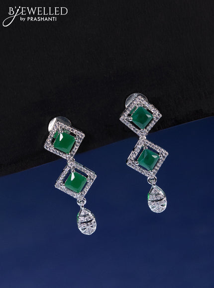 Zircon necklace with emerald & cz stones and hangings