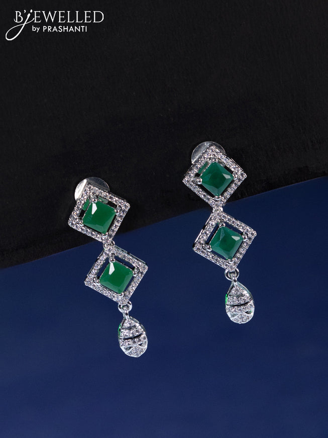 Zircon necklace with emerald & cz stones and hangings