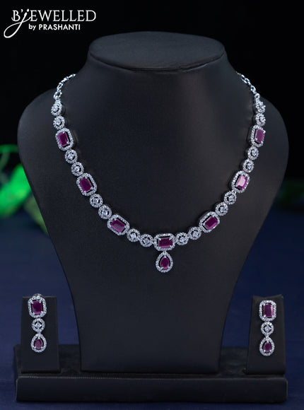 Zircon necklace with ruby and cz stones