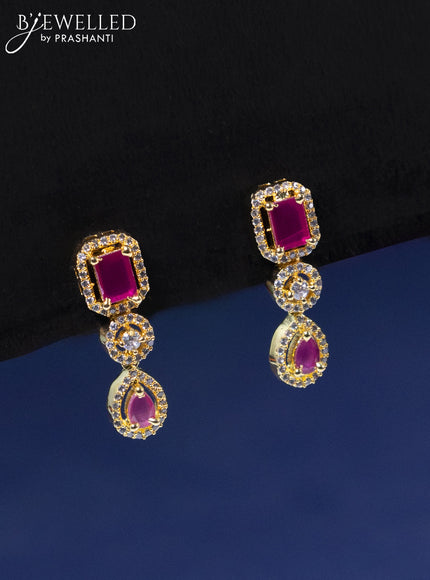 Zircon necklace with ruby and cz stones in gold finish