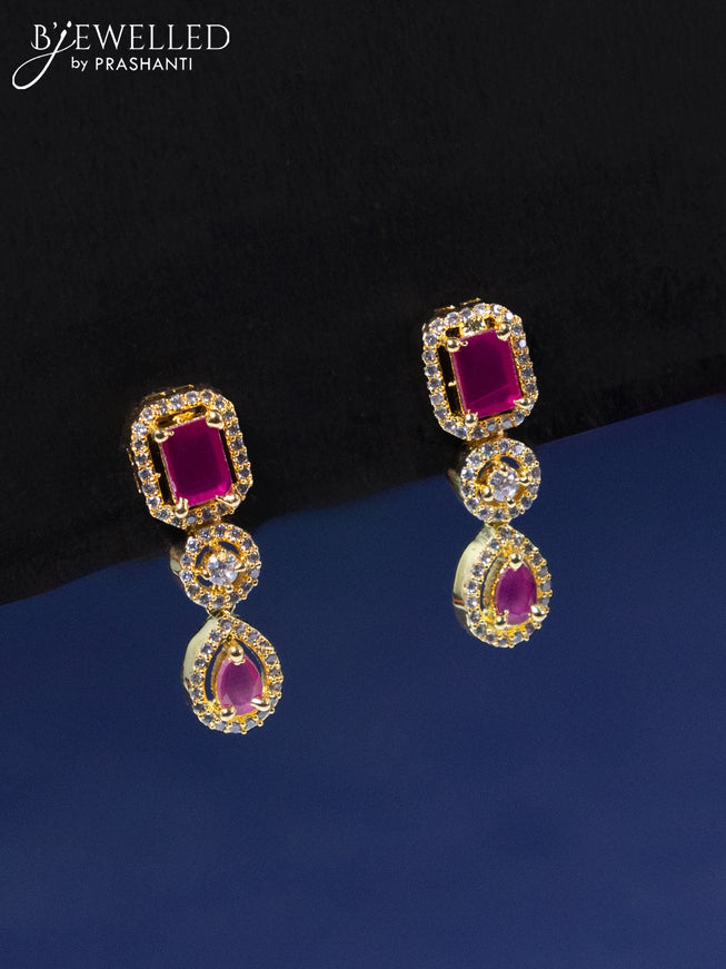 Zircon necklace with ruby and cz stones in gold finish