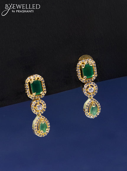 Zircon necklace with emerald and cz stones in gold finish