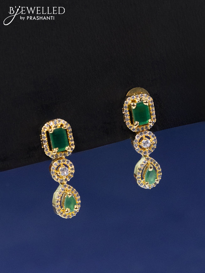 Zircon necklace with emerald and cz stones in gold finish