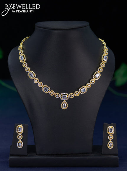 Zircon necklace with cz stones in gold finish