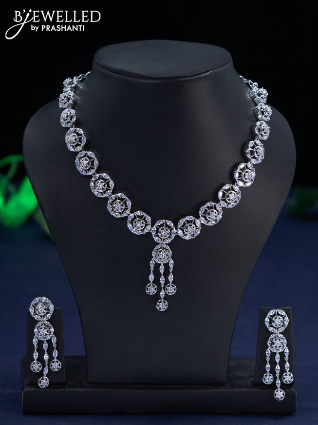 Zircon necklace with cz stones and hangings