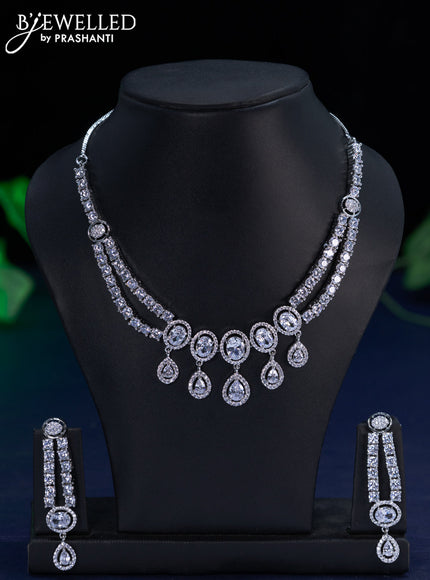 Zircon necklace with cz stones and hangings