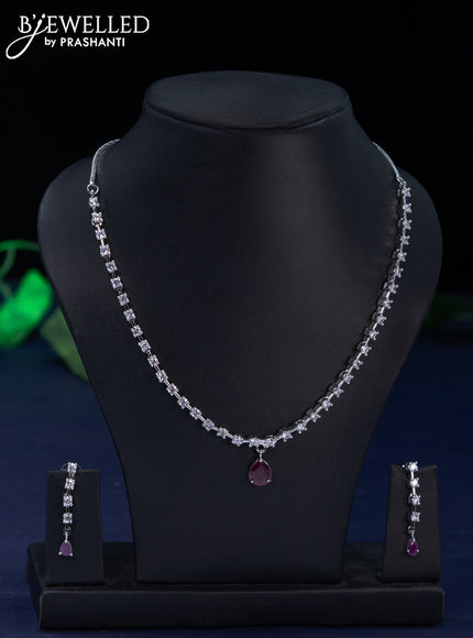 Zircon necklace with ruby & cz stones and hangings