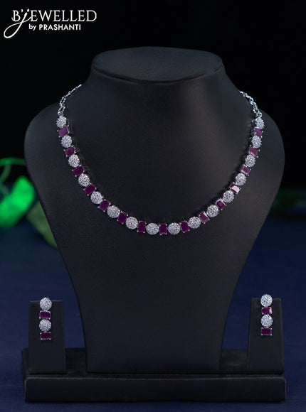 Zircon necklace with ruby and cz stones