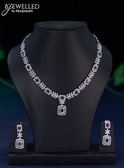 Zircon necklace with ruby and cz stones