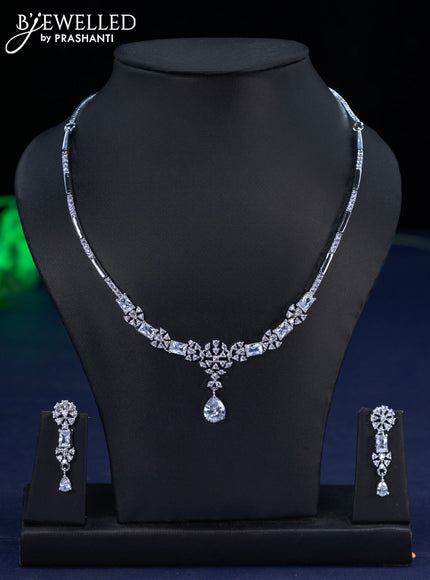 Zircon necklace with cz stones and hanging