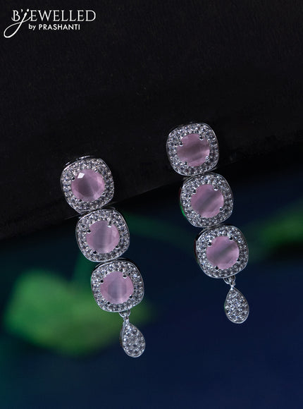 Zircon necklace with baby pink and cz stones