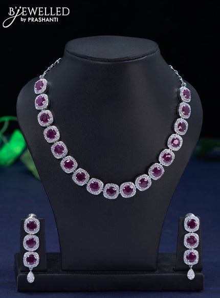 Zircon necklace with ruby and cz stones