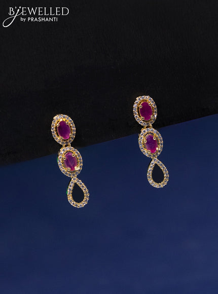 Zircon necklace with ruby and cz stones in gold finish