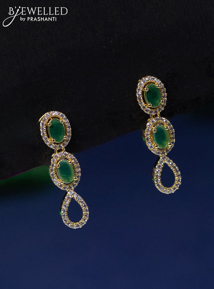 Zircon necklace with emerald and cz stones in gold finish