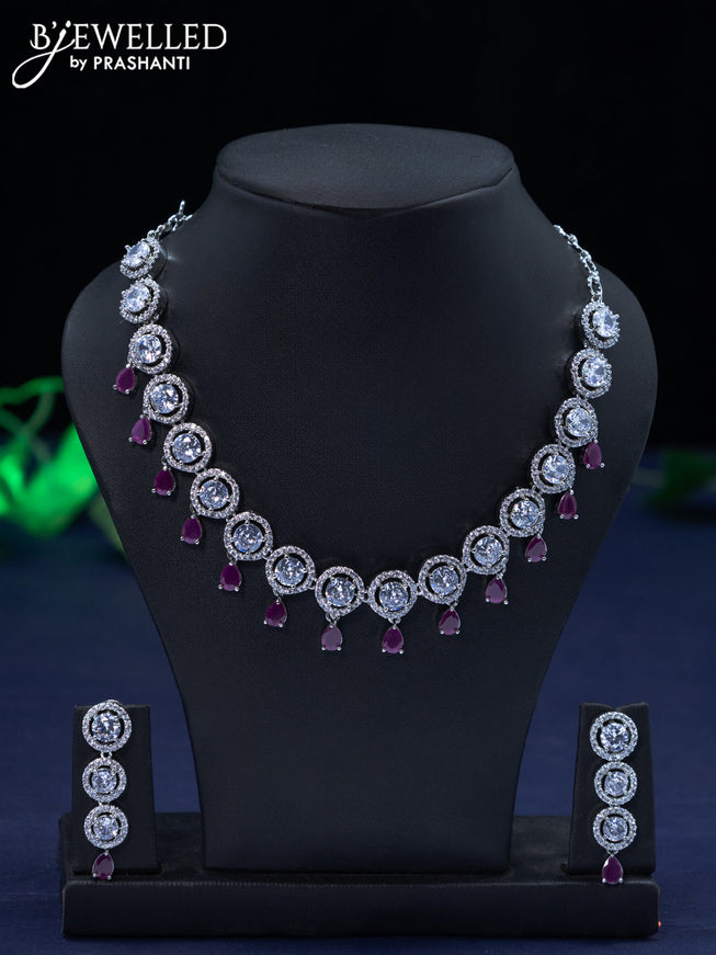 Zircon necklace with ruby and cz stones