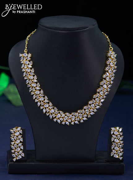 Zircon necklace with cz stones in gold finish