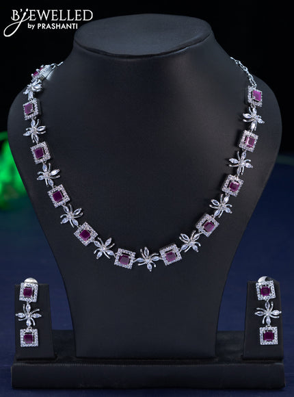 Zircon necklace with ruby and cz stones