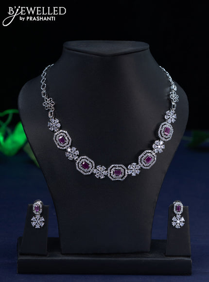 Zircon necklace with ruby and cz stones