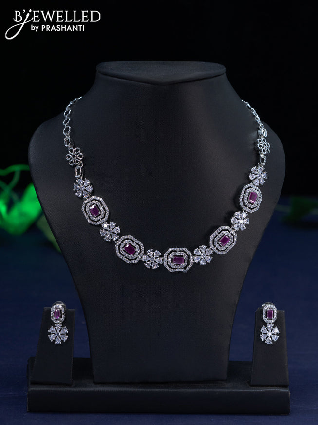 Zircon necklace with ruby and cz stones