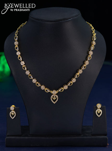 Zircon necklace with cz stones in gold finish