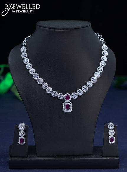 Zircon necklace with ruby and cz stones