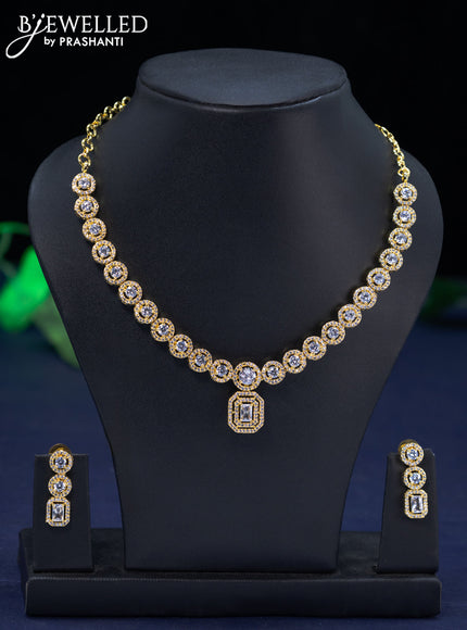 Zircon necklace with cz stones in gold finish