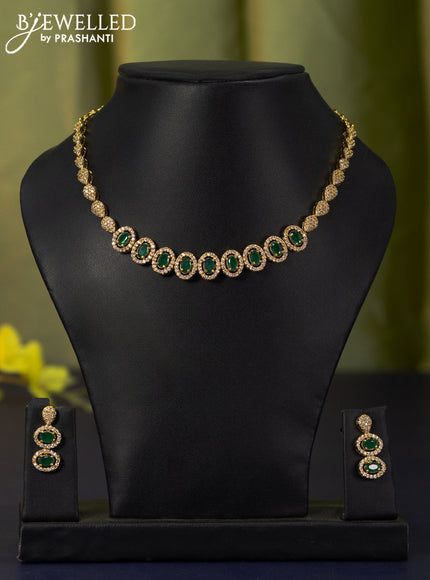 Antique necklace with emerald and cz stones