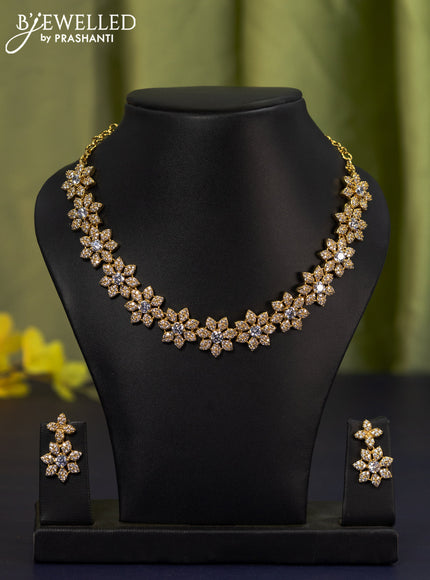 Antique necklace floral design with cz stones