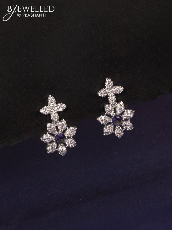 Zircon haaram floral design with violet and cz stones