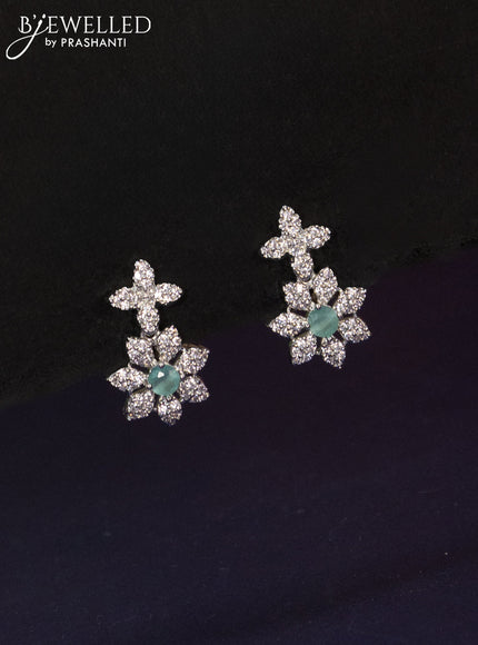 Zircon haaram floral design with mint green and cz stones